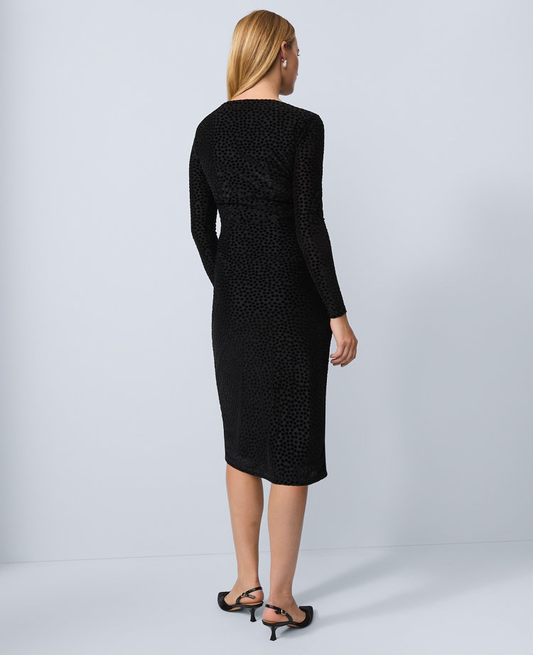 Ann Taylor Velvet Dot Midi Dress In Black