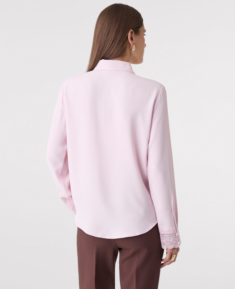 Modern Lace Trim Blouse