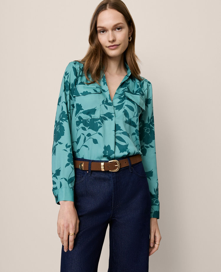 Ann Taylor Floral Camp Shirt