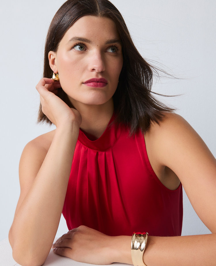 Satin Mock Neck Top