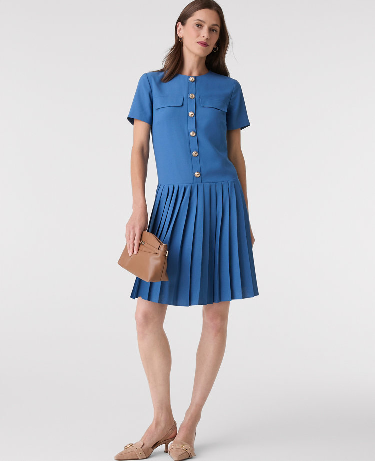 Pleated Shift Dress