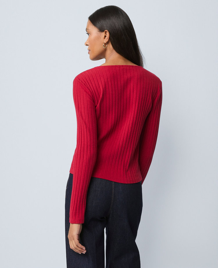 Ann Taylor Weekend Collection Crew Neck Cardigan In Red