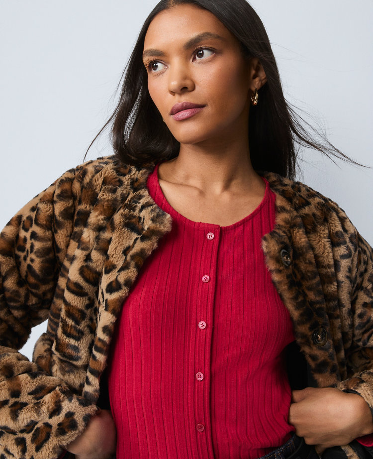 Ann Taylor Weekend Collection Crew Neck Cardigan In Red