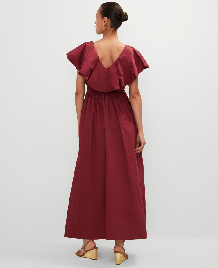 Ruffle Collar Maxi Flare Dress