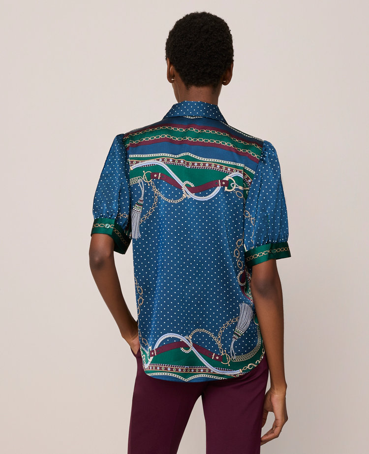 Chain Link Print Satin Blouse