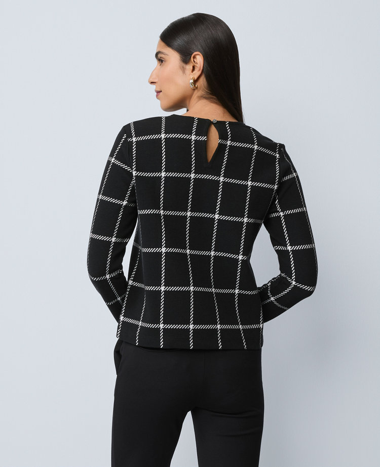 Windowpane Knit Top