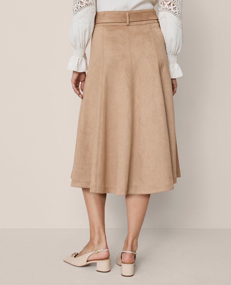 Belted Faux Suede Skirt