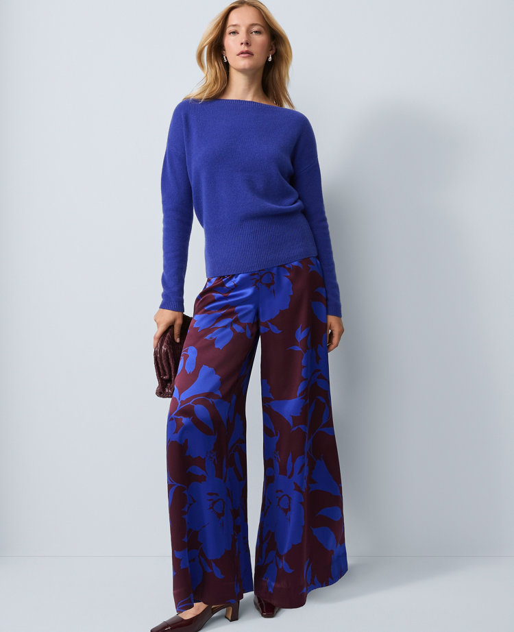 Studio Collection Floral Silk Palazzo Pant