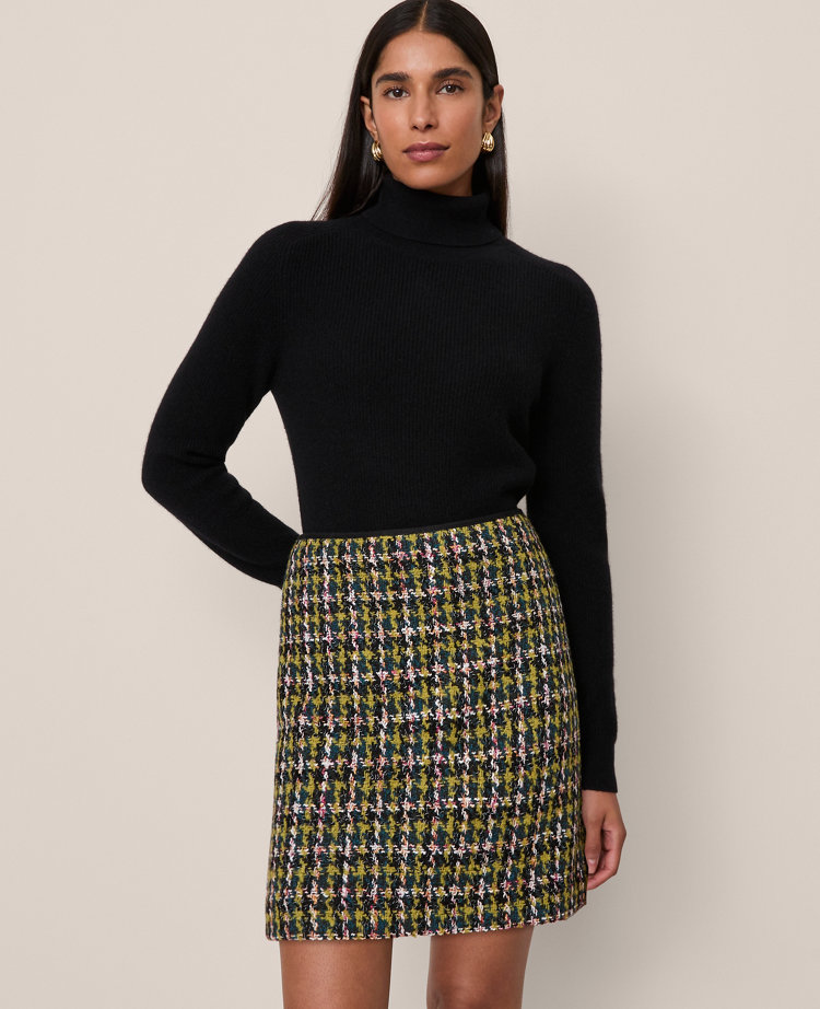Houndstooth Tweed Skirt