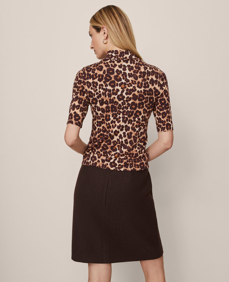 Animal Print Mock Neck Top