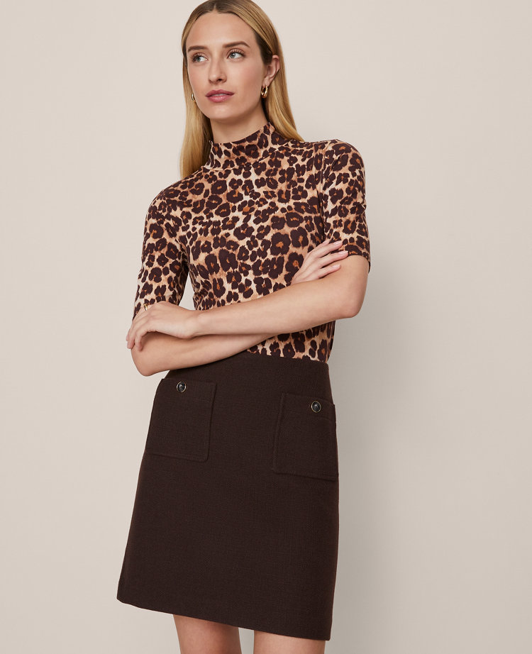 Animal Print Mock Neck Top