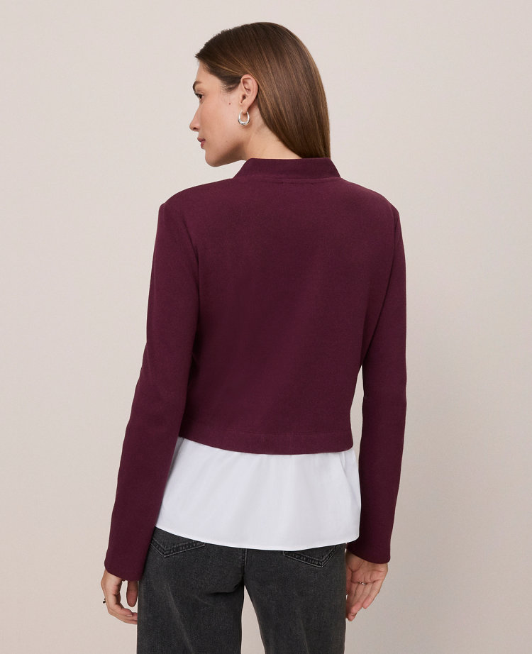 Petite Weekend Collection Mixed Media Peplum Cardigan
