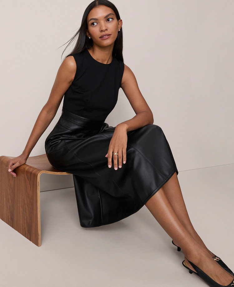 Petite Mixed Media Flare Midi Dress