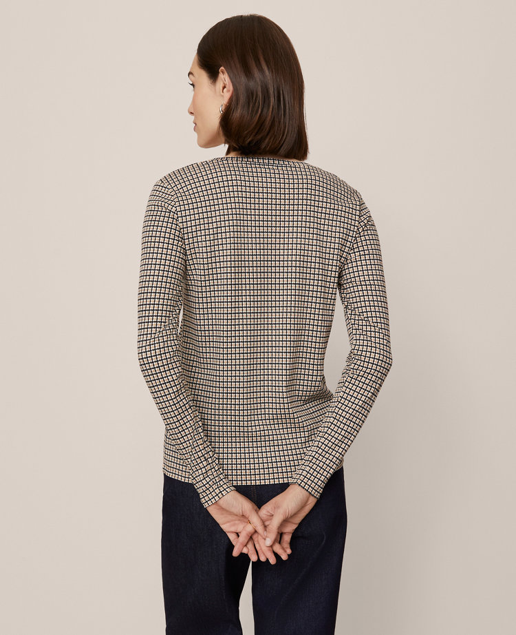 Houndstooth Crew Neck Top