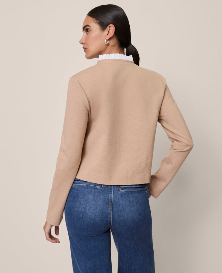 Ruffle Neck Cardigan in Ponte