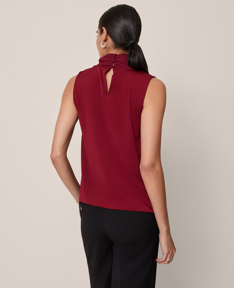 Mixed Media Cowl Neck Blouse
