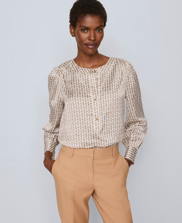 Petite Chain Link Print Satin Popover