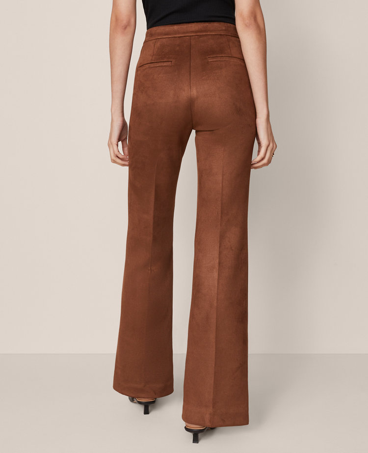 The Petite Side-Zip Flare Pant in Faux Suede
