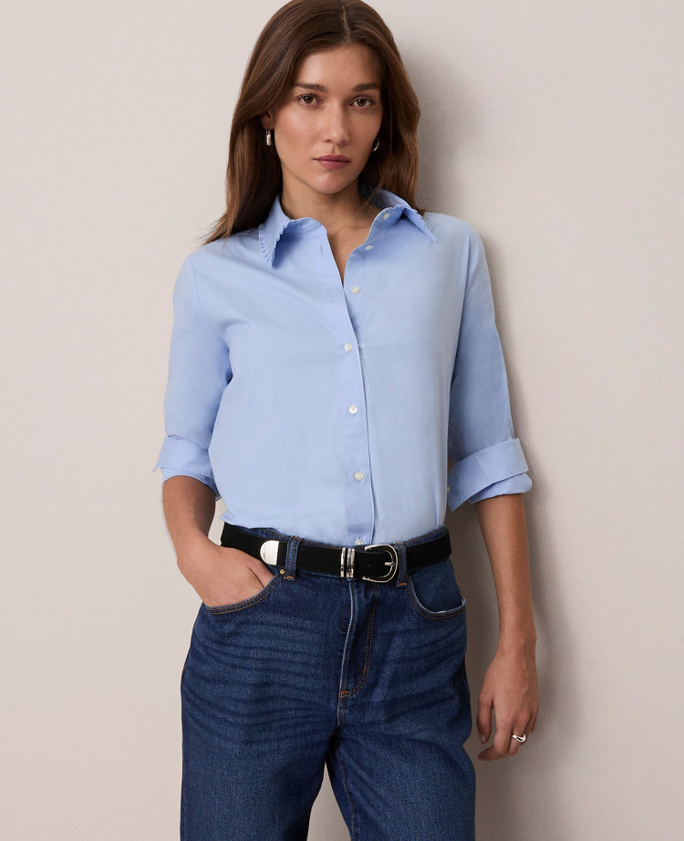 Weekend Collection Ruffle Collar Modern Shirt