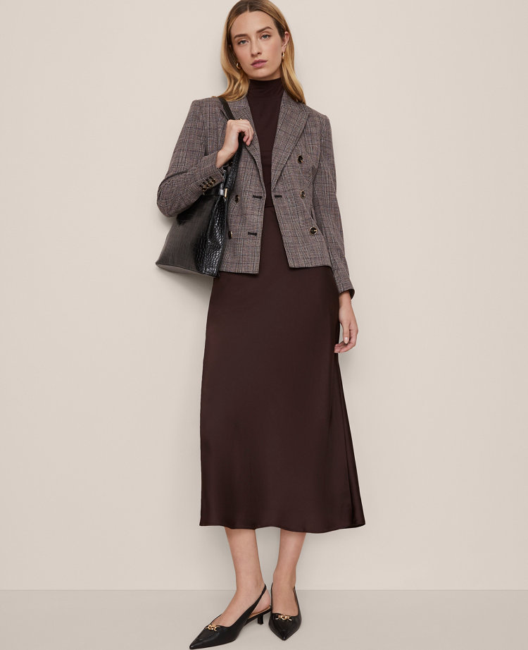 The Petite Fitted Double Breasted Blazer in Plaid