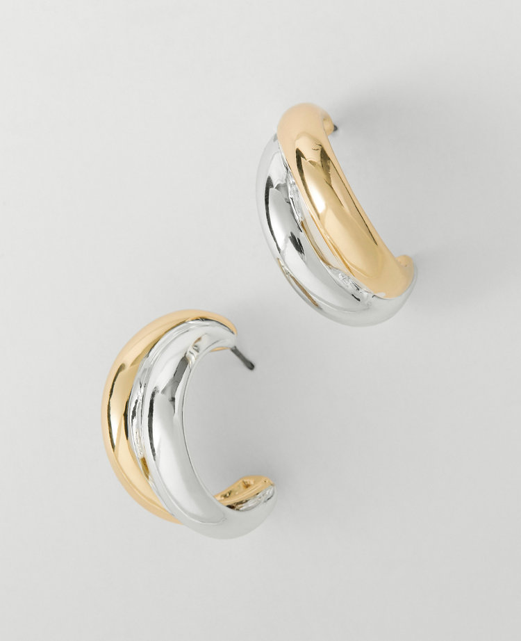 Mixed Metal Double Hoop Earrings