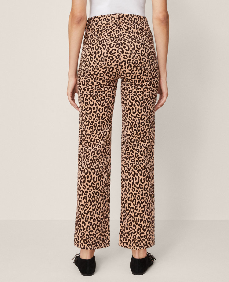 Ann Taylor Weekend Collection High Rise Corduroy Pant Animal Print Cafe Au Lait Women's