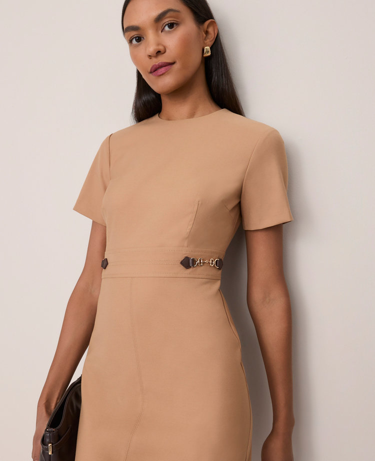 Petite Horsebit Midi Sheath Dress
