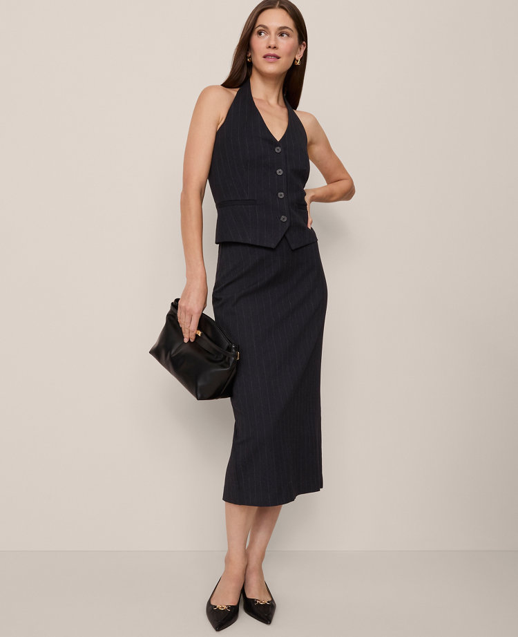 Petite Pinstriped Pencil Skirt in Bi-Stretch