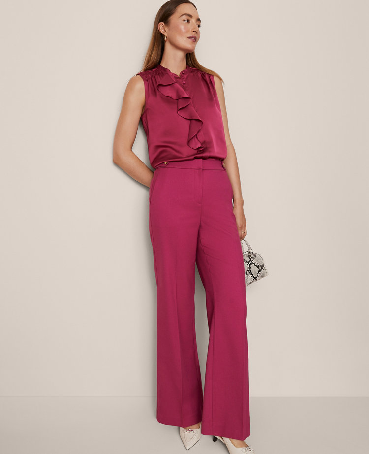 Ann Taylor The Tailored Wide Leg Trouser In Purple