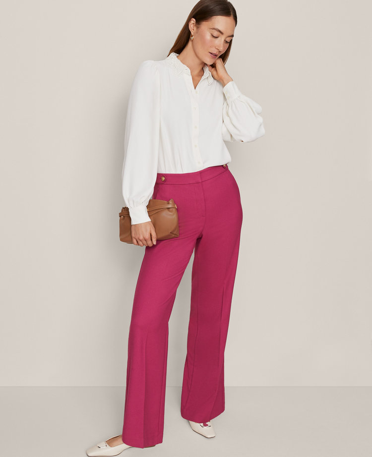 Ann Taylor The Tailored Wide Leg Trouser In Purple