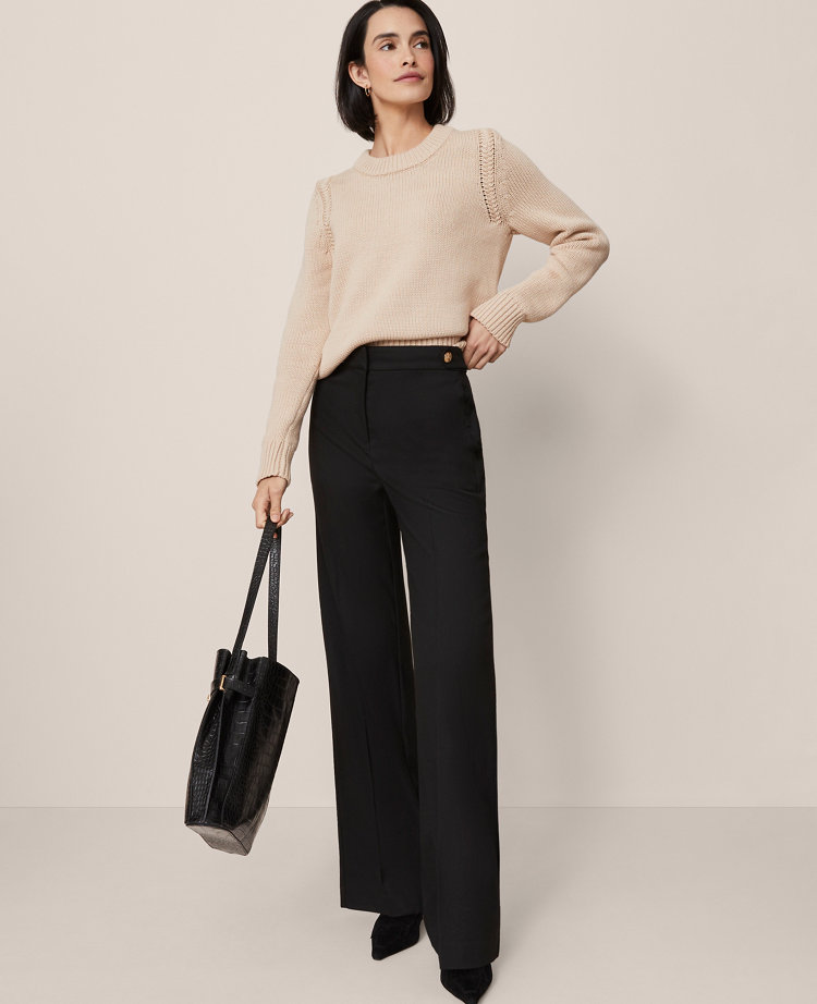 Ann Taylor The Tailored Wide Leg Trouser In Black