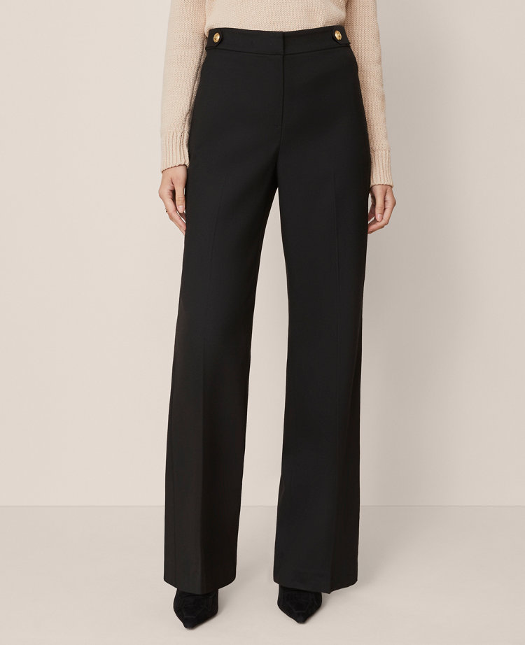 Ann Taylor The Tailored Wide Leg Trouser In Black