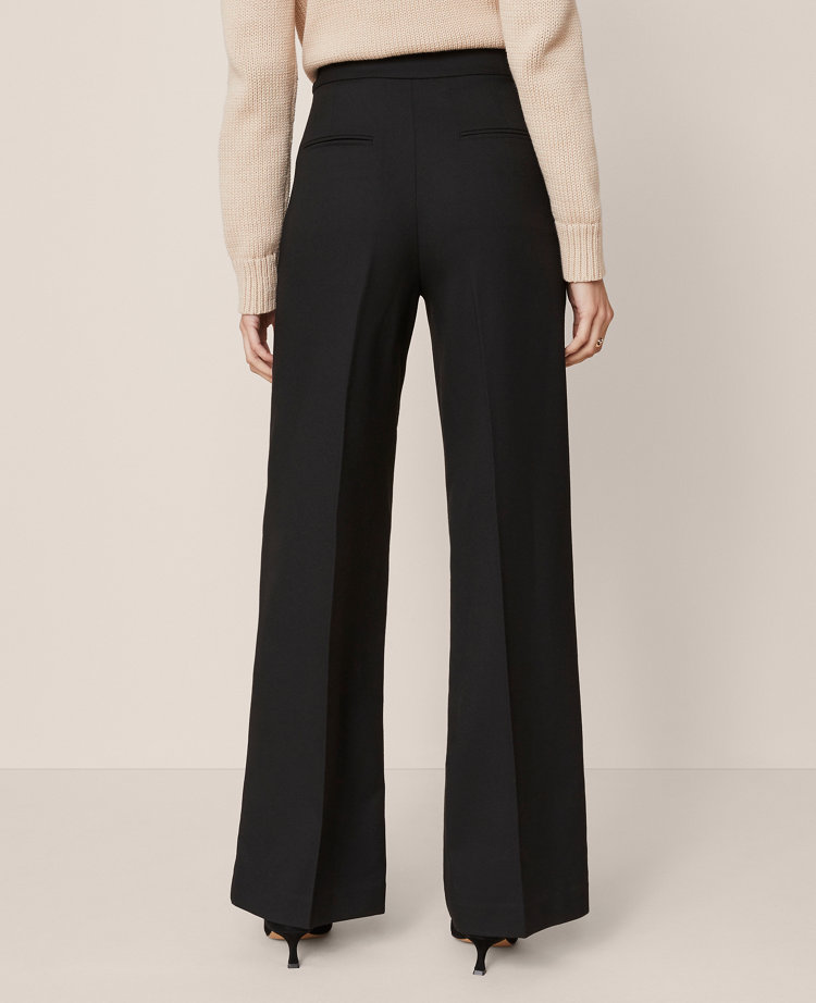 Ann Taylor The Tailored Wide Leg Trouser In Black