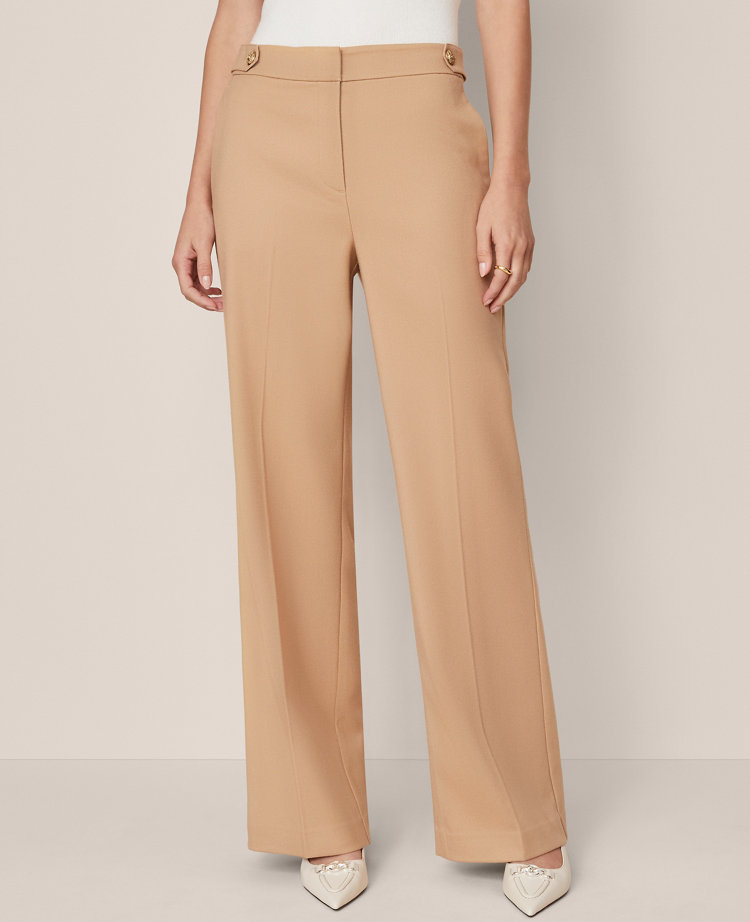 Ann Taylor The Tailored Wide Leg Trouser In Brown