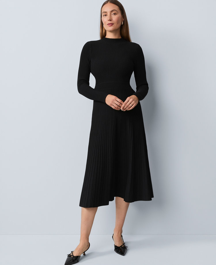 Petite Ribbed Mock Neck Sweater Dress
