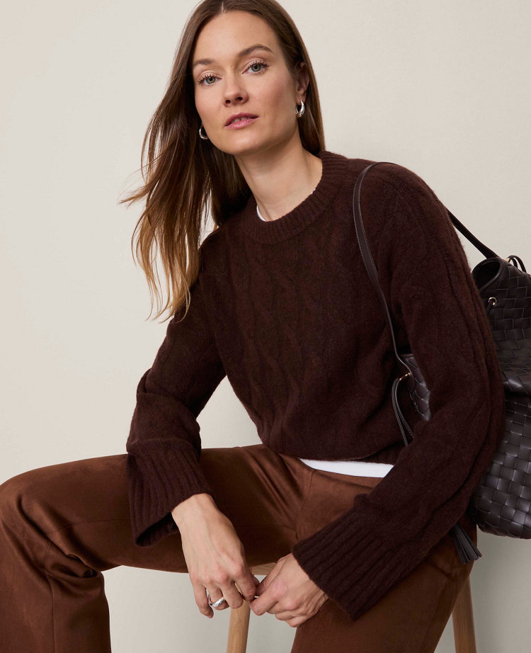 Petite Weekend Collection Easy Wide-Leg Pant in Faux Suede