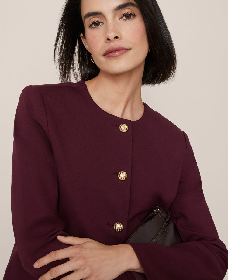 The Petite Crew Neck Jacket in Ponte