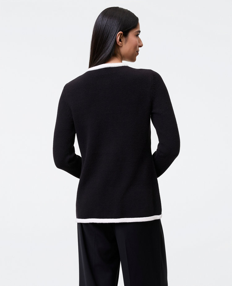 Textured Trim Sweater Jacket