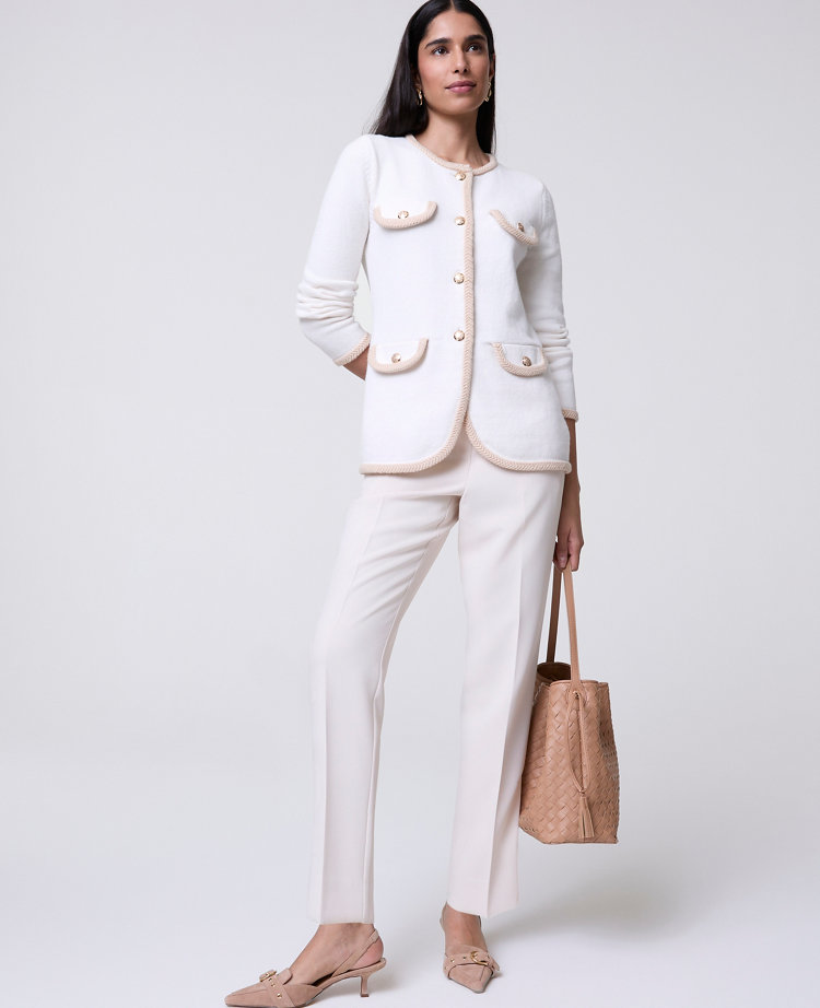 Textured Trim Sweater Jacket