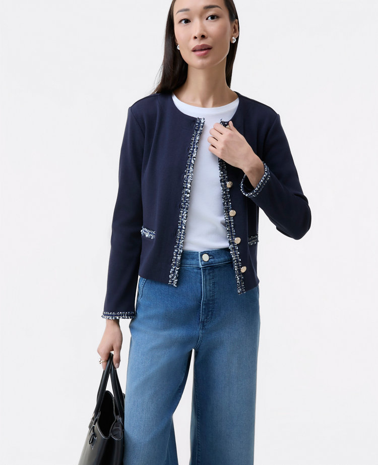 Fringe Trim Knit Jacket