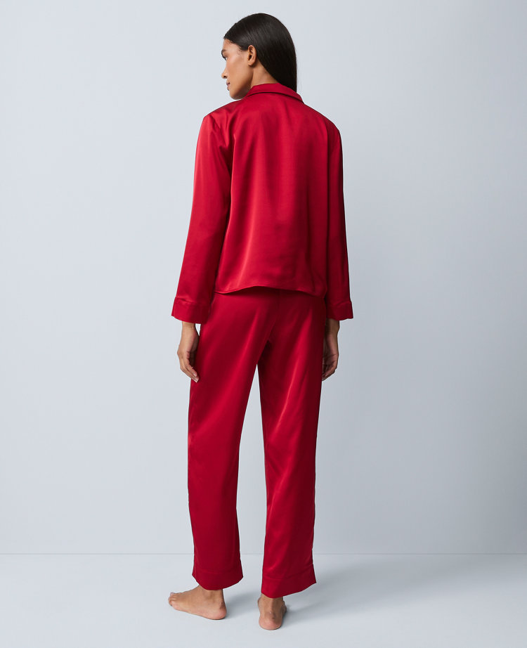 Satin Tie Front Pajama Set