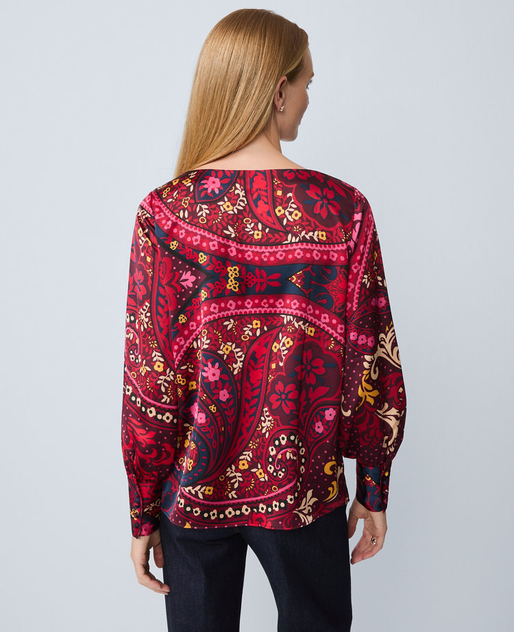 Paisley Satin Boatneck Popover