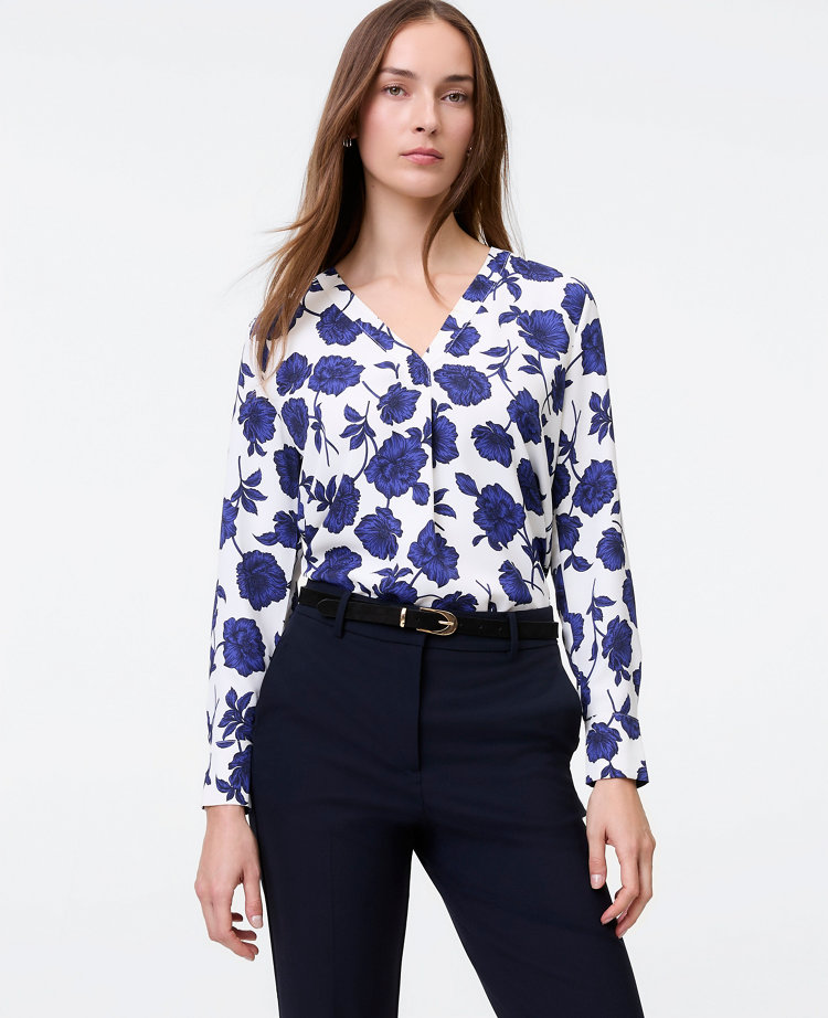 Floral Mixed Media Pleat Front Top