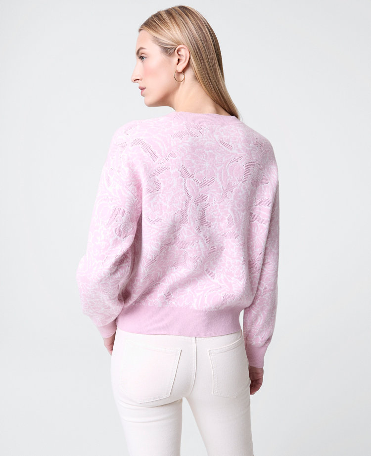 Weekend Collection Floral Jacquard Crew Neck Sweater