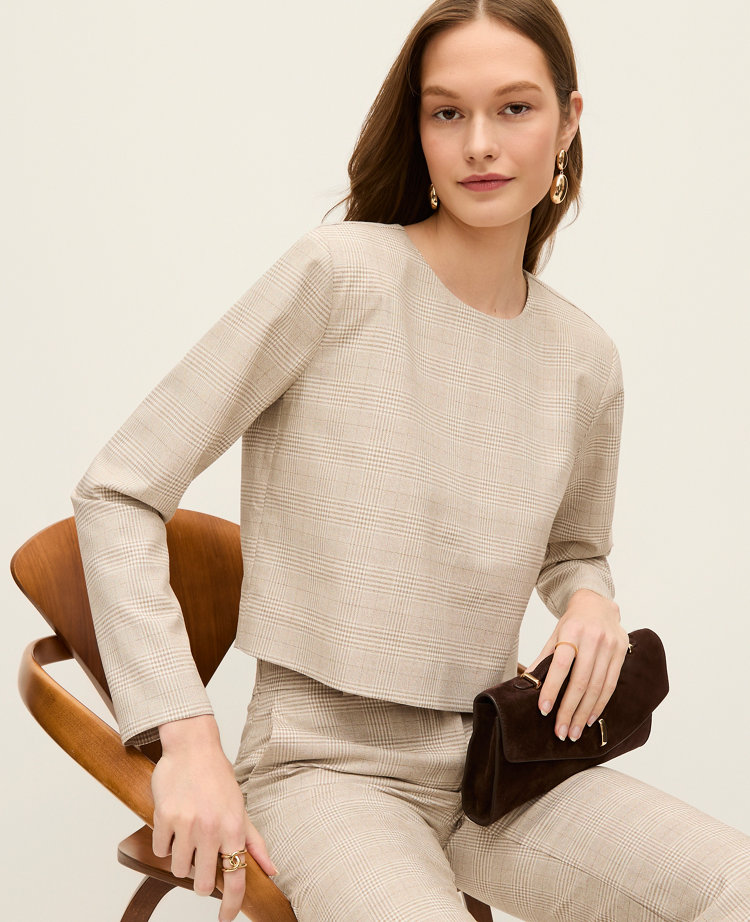 Glen Check Crew Neck Top