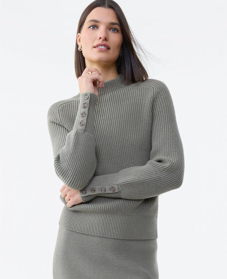 Ribbed Button Sweater