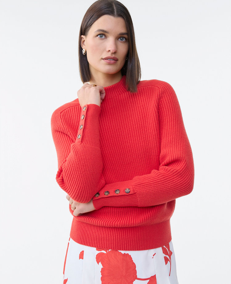 Ribbed Button Sweater