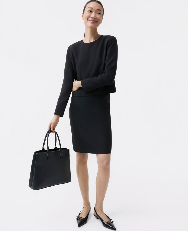 Ann Taylor The Pocket Midi Skirt Fluid Crepe Women's