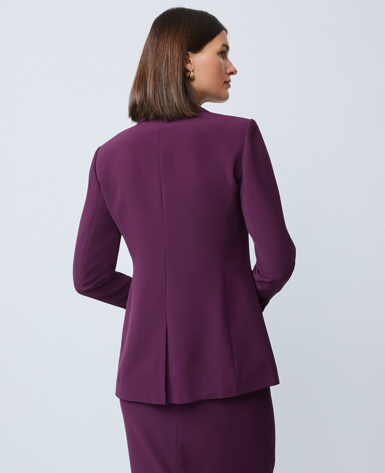 Fluid Crepe Fitted Long Blazer