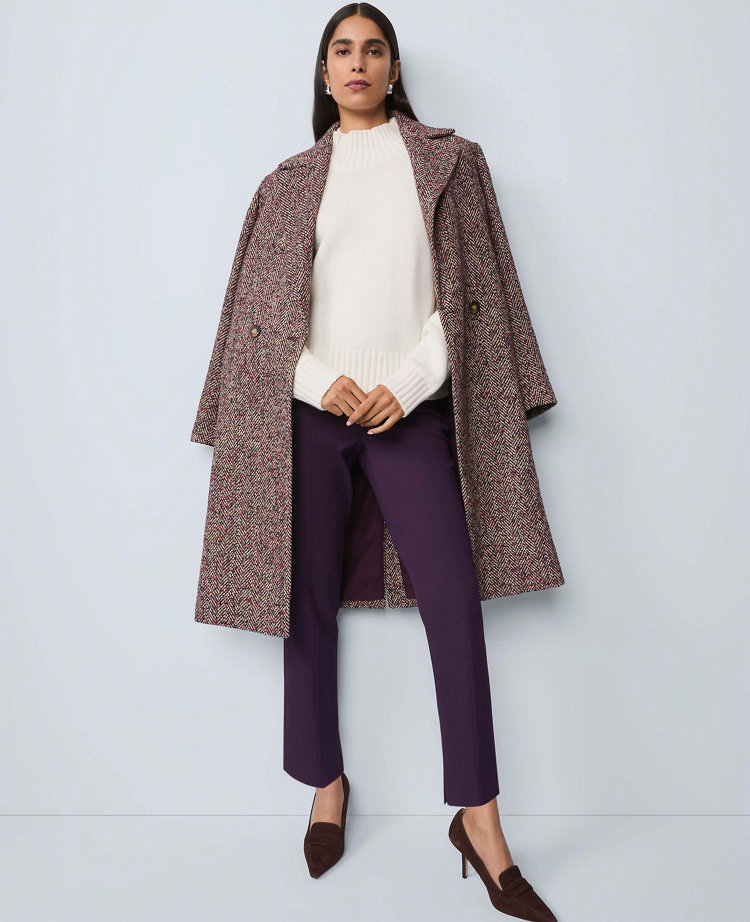 Herringbone Double Breasted Long Coat